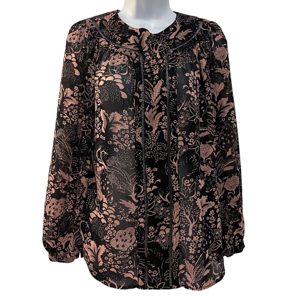 Ann Taylor | Navy & Pink Floral Blouse